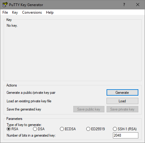 Генератор ключей PuTTy