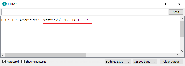 ESP32 ESP8266 демонстрация веб-сервера IP-адрес в мониторе порта Arduino IDE