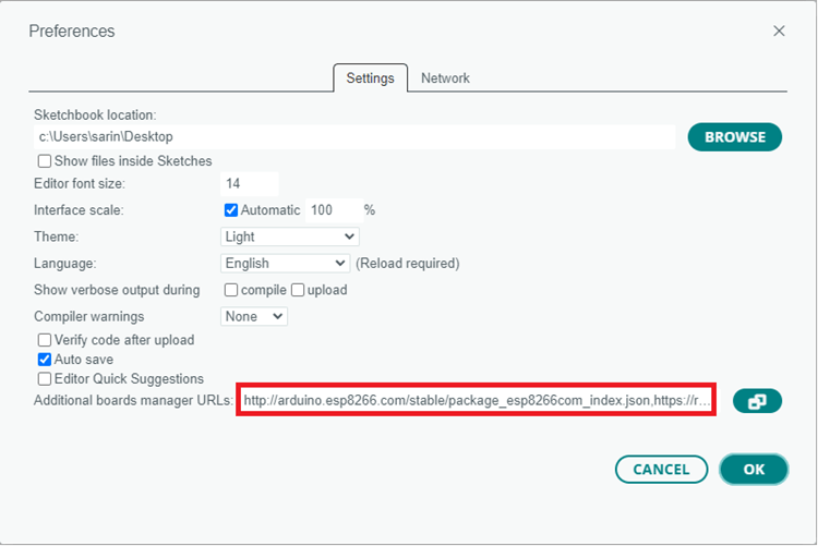 Arduino 2 - Additional Boards URL