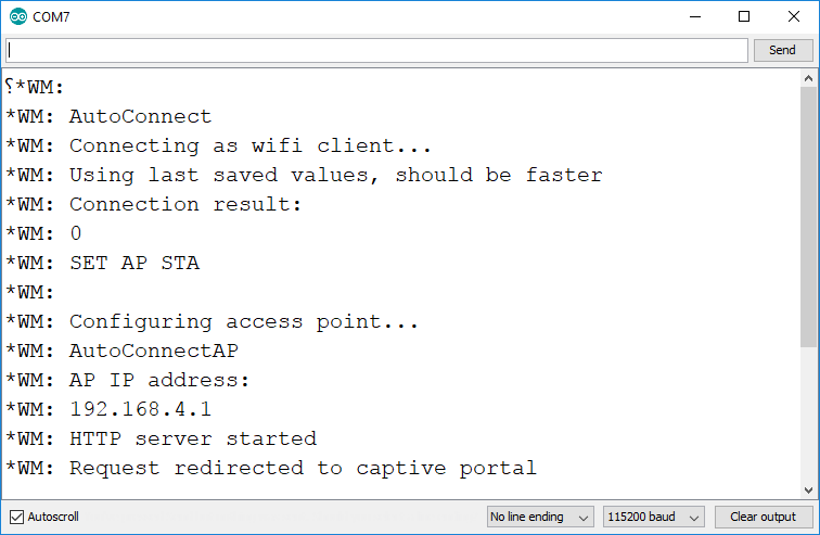 Автоподключение WiFiManager в мониторе Arduino IDE