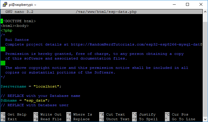 Raspberry Pi сохранённый файл esp-data.php