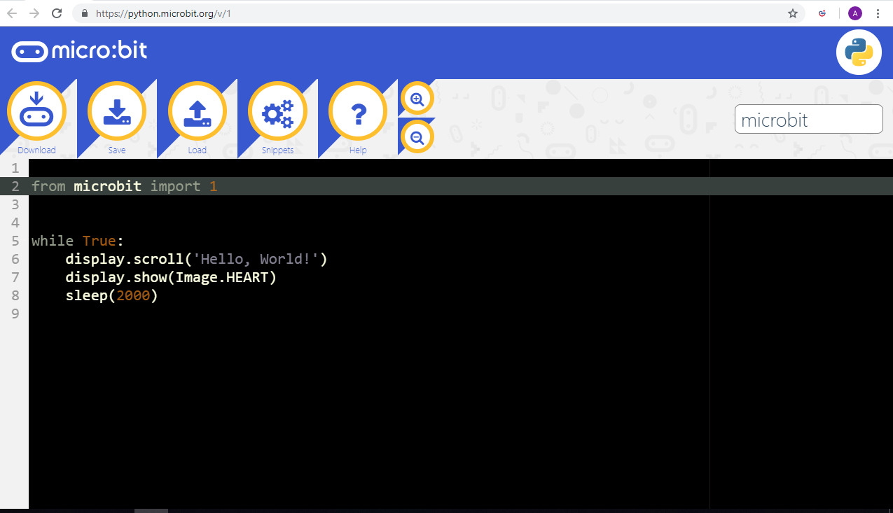 Редактор MicroPython для BBC microbit