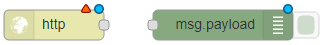 Узлы HTTP input и debug в Node-RED