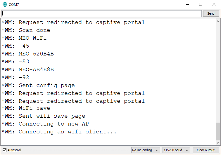Результаты автоподключения WiFiManager в Arduino IDE