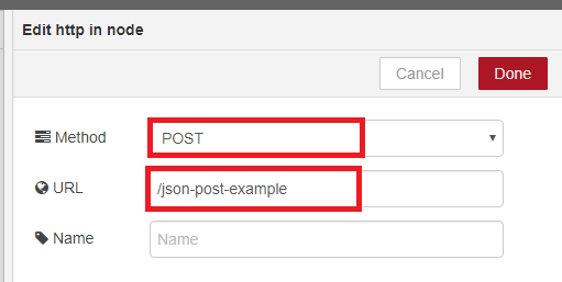 Настройка HTTP input в Node-RED