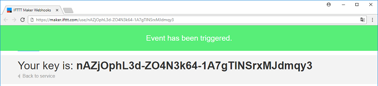 IFTTT событие успешно запущено