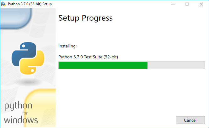 Ожидание завершения установки Python на Windows