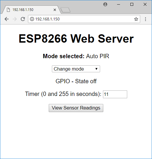 Веб-сервер — режим Auto PIR