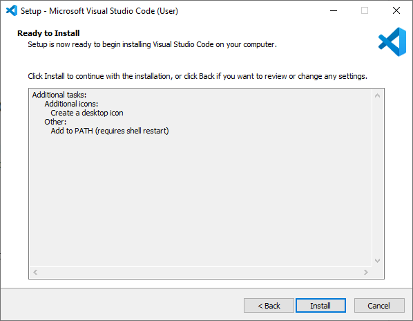Мастер установки Microsoft Visual Studio Code — шаг 3