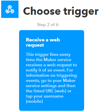 IFTTT триггер Receive a web request