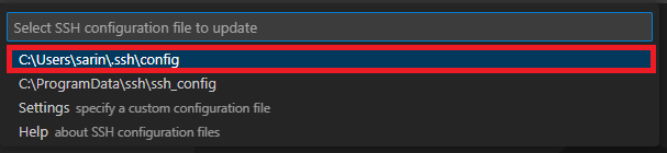 Файл конфигурации SSH в VS Code для Raspberry Pi
