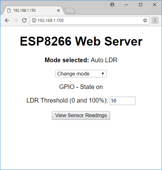 Веб-сервер — режим Auto LDR