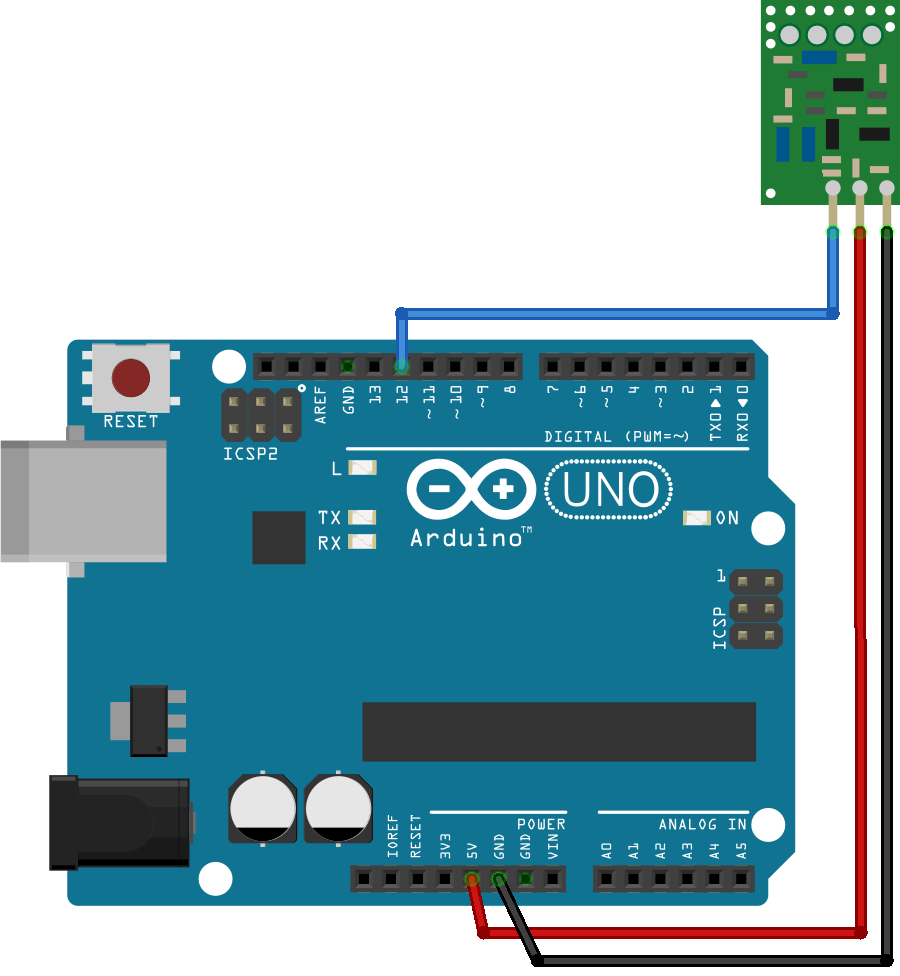 Схема подключения RF 433 МГц передатчика к Arduino
