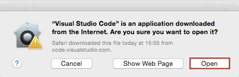 Установка VS Code — Открытие zip-файла на Mac