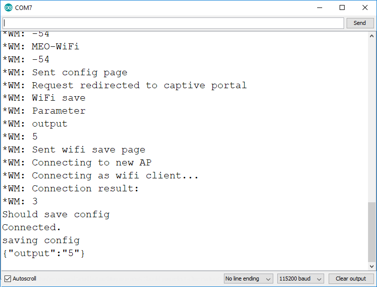 Результаты автоподключения WiFiManager с пользовательскими параметрами в Arduino IDE