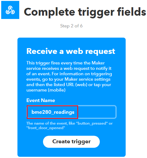 IFTTT создать триггер bme280_readings