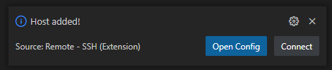 Новый хост добавлен в VS Code Remote