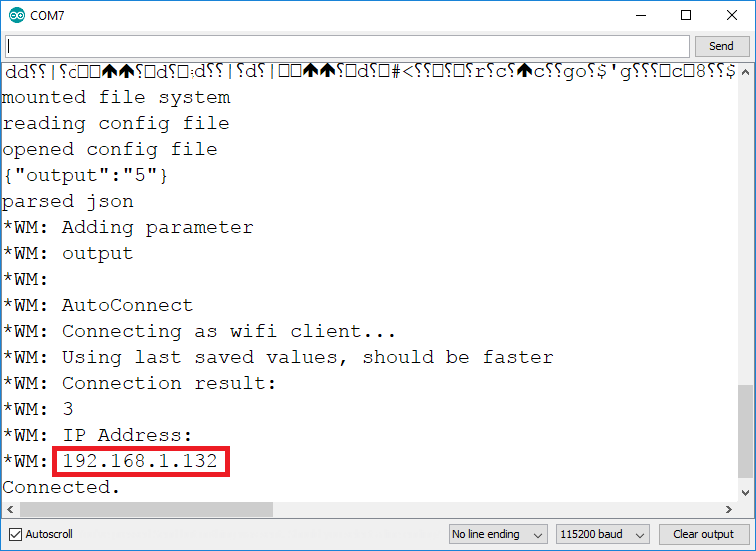 IP-адрес ESP8266 с пользовательскими параметрами в Arduino IDE