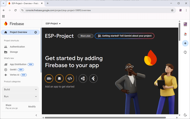 Консоль проекта Firebase