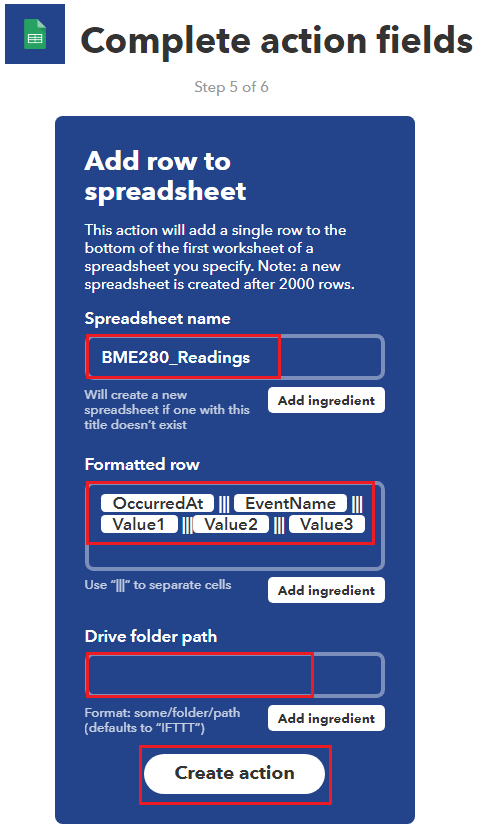 IFTTT создать действие