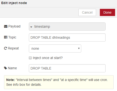 Настройка узла inject DROP