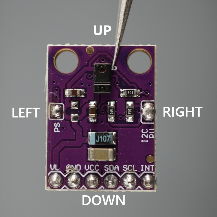 Ориентация датчика APDS9960 для распознавания жестов