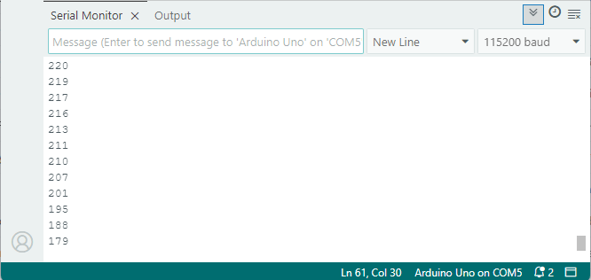 Arduino с APDS9960 — Serial Monitor