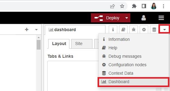 Доступ к макету панели Node-RED Dashboard