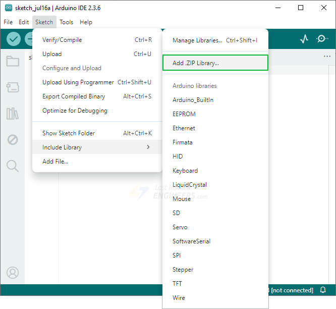 Добавление ZIP-библиотеки в Arduino