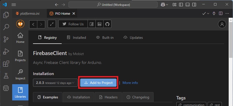 Добавление библиотеки FirebaseClient в проект в VS Code