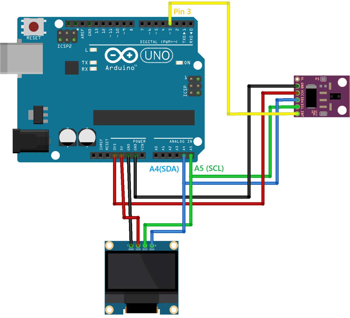 Arduino с APDS9960 — распознавание жестов с OLED-дисплеем