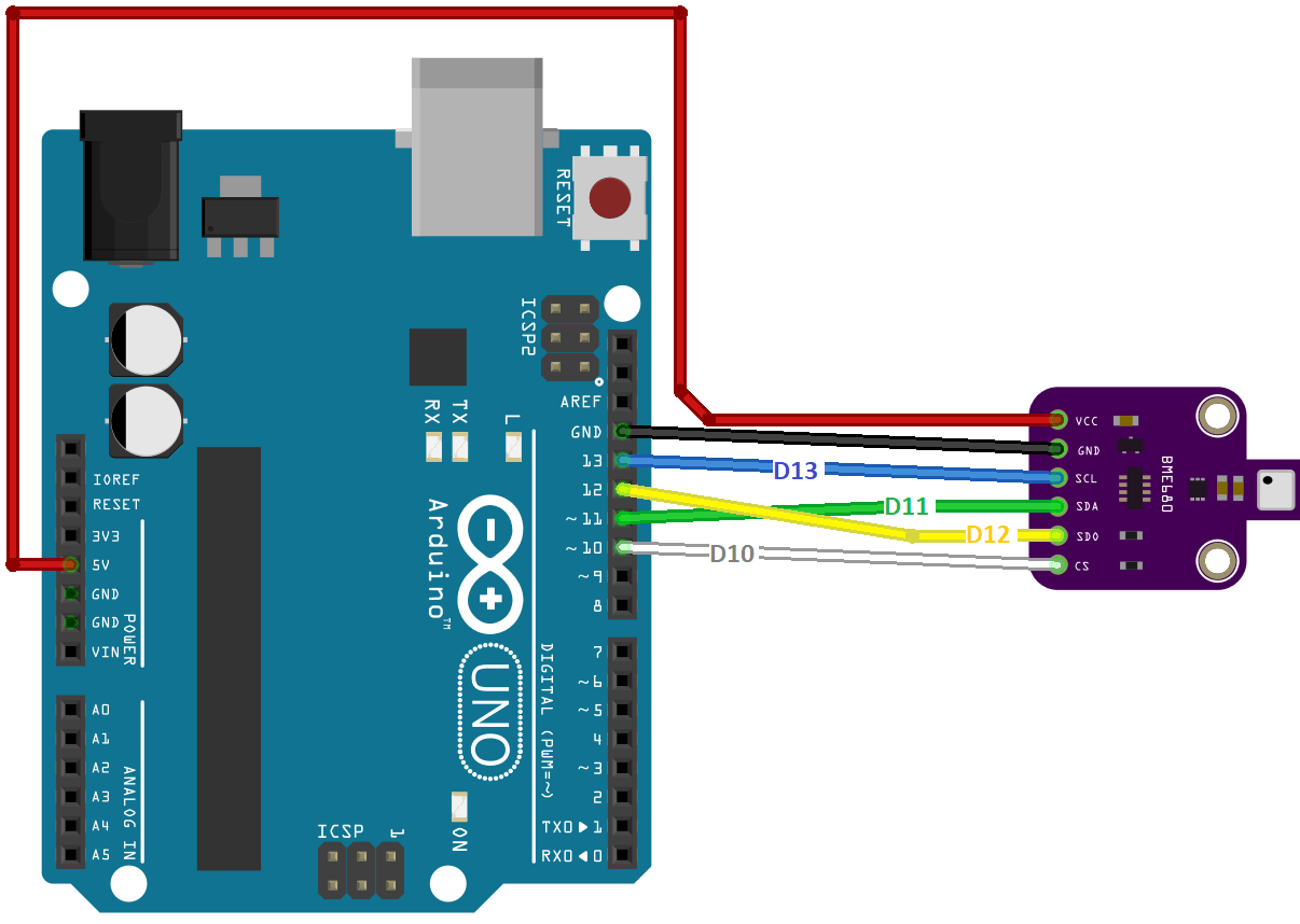 Arduino BME680 — схема подключения по SPI