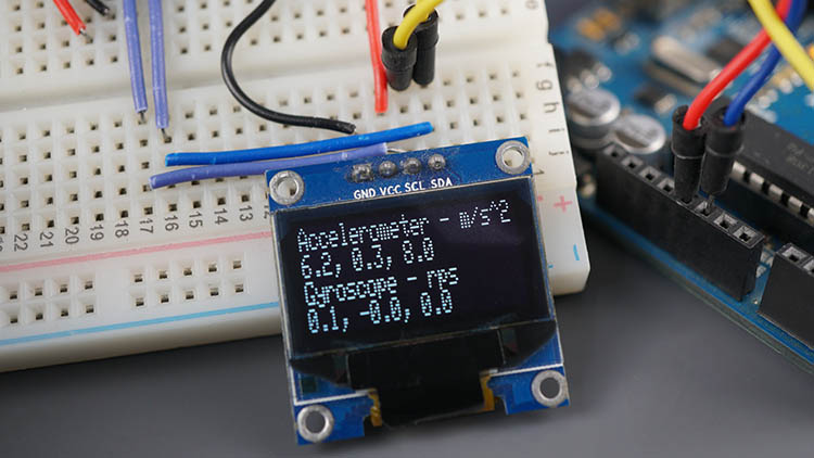 Плата Arduino с модулем MPU6050 - демонстрация акселерометра, гироскопа и датчика температуры