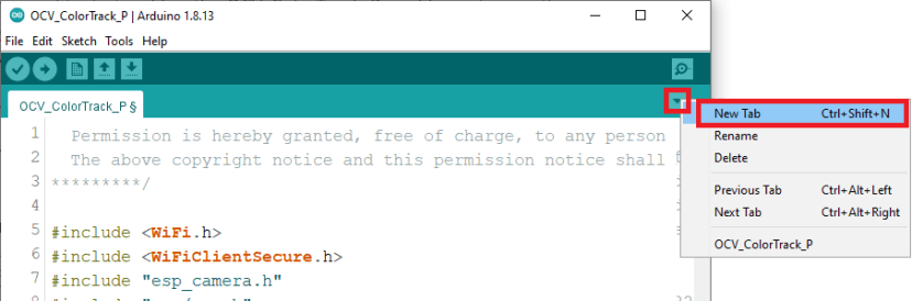 Arduino IDE Создание новой вкладки