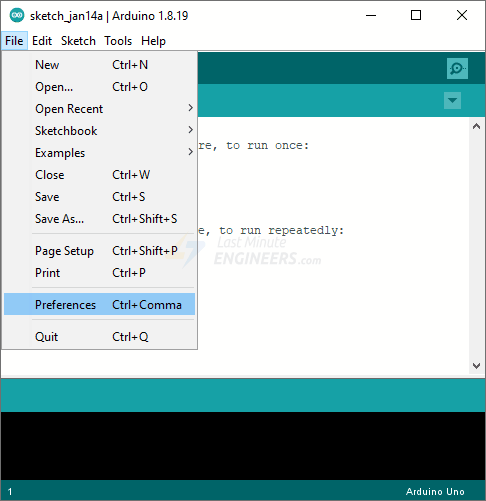 Настройки Arduino IDE