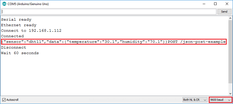 Серийный монитор Arduino IDE с JSON POST