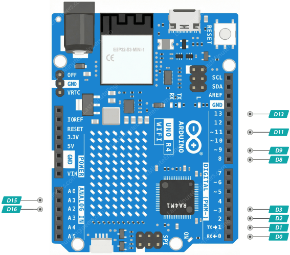 Arduino UNO R4 WiFi Pinout Reference