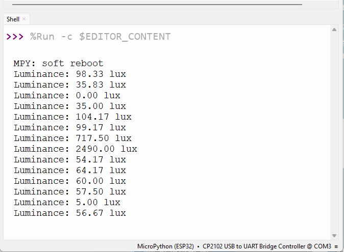 BH1750 получение значений освещённости в Thonny IDE ESP32 и ESP8266