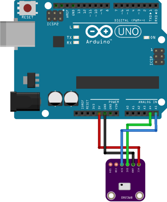 Схема подключения BME280 к Arduino