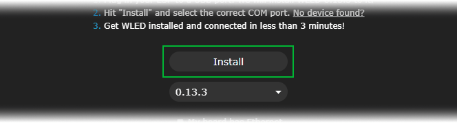 Нажмите Install WLED