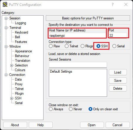 Подключение к Raspberry Pi через SSH