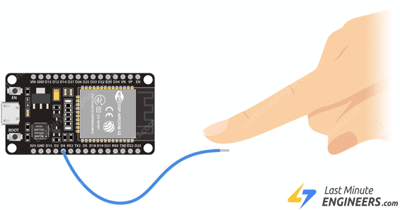 Подключение провода к ESP32 для считывания сенсорного GPIO