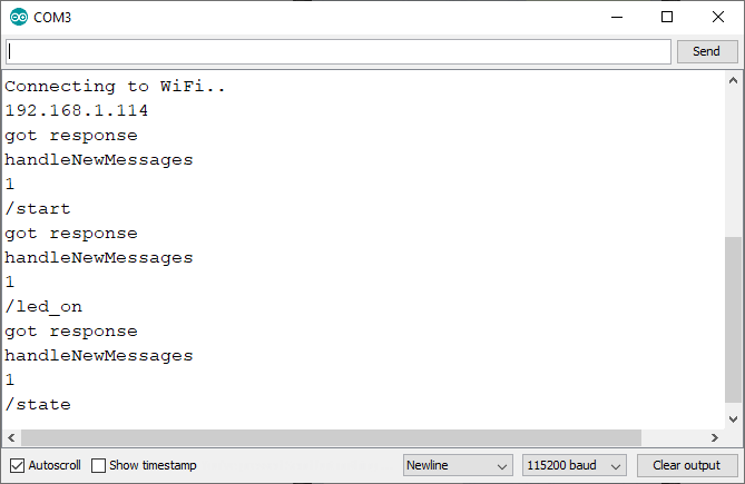 Управление выходами ESP32 ESP8266 через Telegram Serial Monitor демонстрация