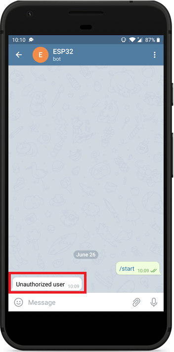 Управление ESP32 ESP8266 выходами Telegram — неавторизованный пользователь
