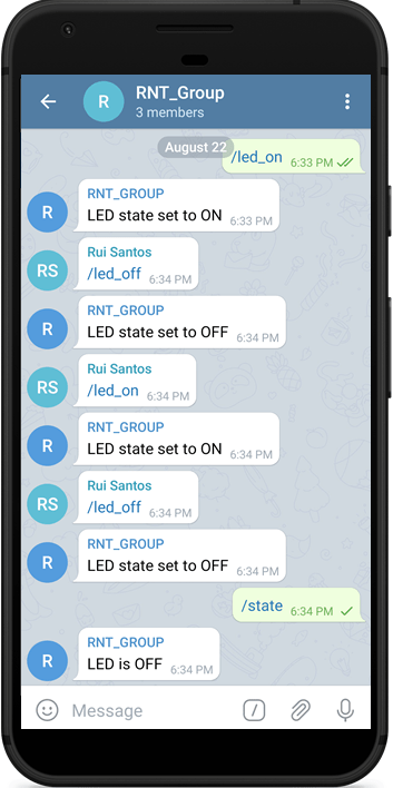 Управление ESP32 ESP8266 с помощью группы Telegram — демонстрация