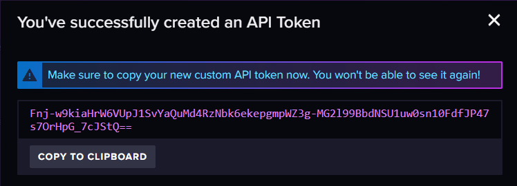 Копирование API-токена InfluxDB