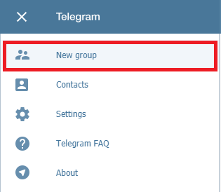Создание новой группы в веб-версии Telegram
