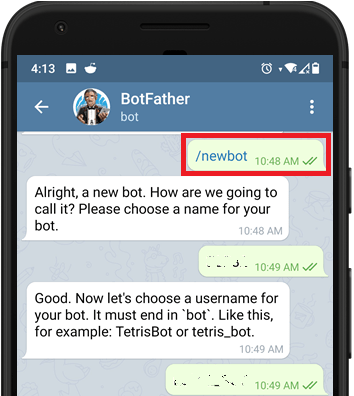 Telegram BotFather создание нового бота