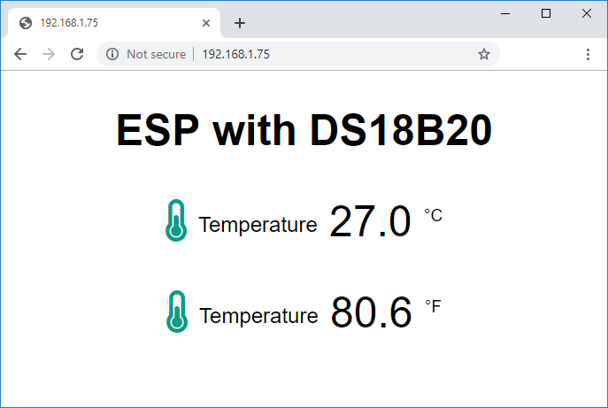 Показания температуры DS18B20 на веб-сервере ESP32 ESP8266