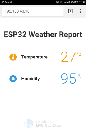 Отображение температуры и влажности DHT11 DHT22 AM2302 на веб-сервере ESP32 — профессиональный вид